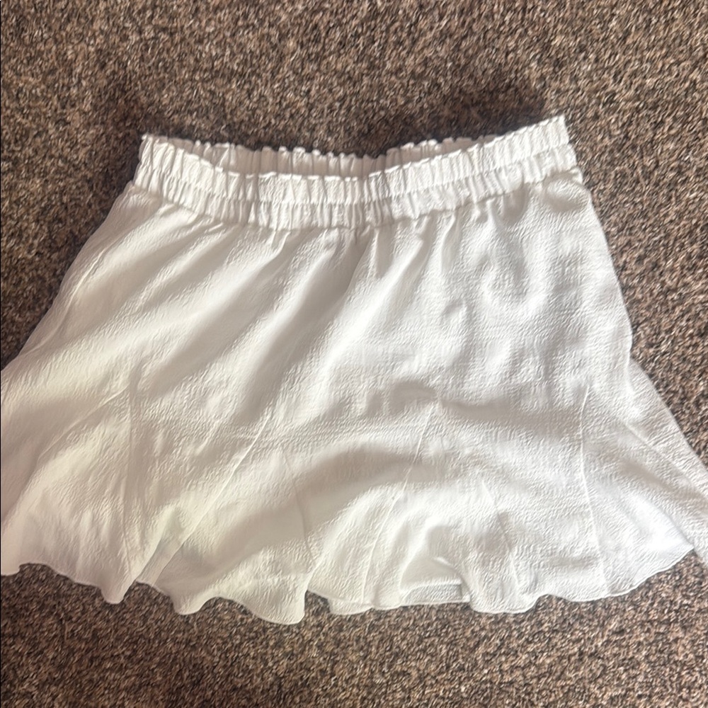 Forever 21 White Smocked Skater Mini Skirt
